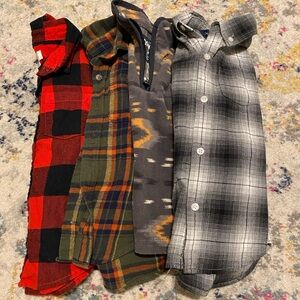 Three 3T Toddler plaid button down shirts and one 4T (fits like a 3T) half zip